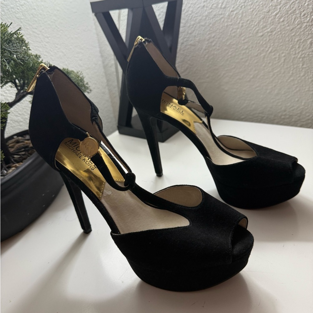 Michael Kors Black Peep Toe Heels